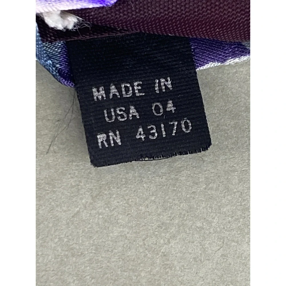 VTG Manhattan Mens Neck Tie Floral Purple Rose Printed Made in USA 58x4 Classic